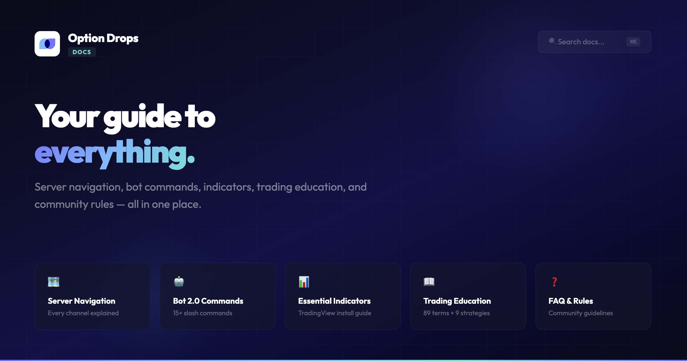 Option Drops Docs — Server Guide, Bot Commands & More - Option Drops